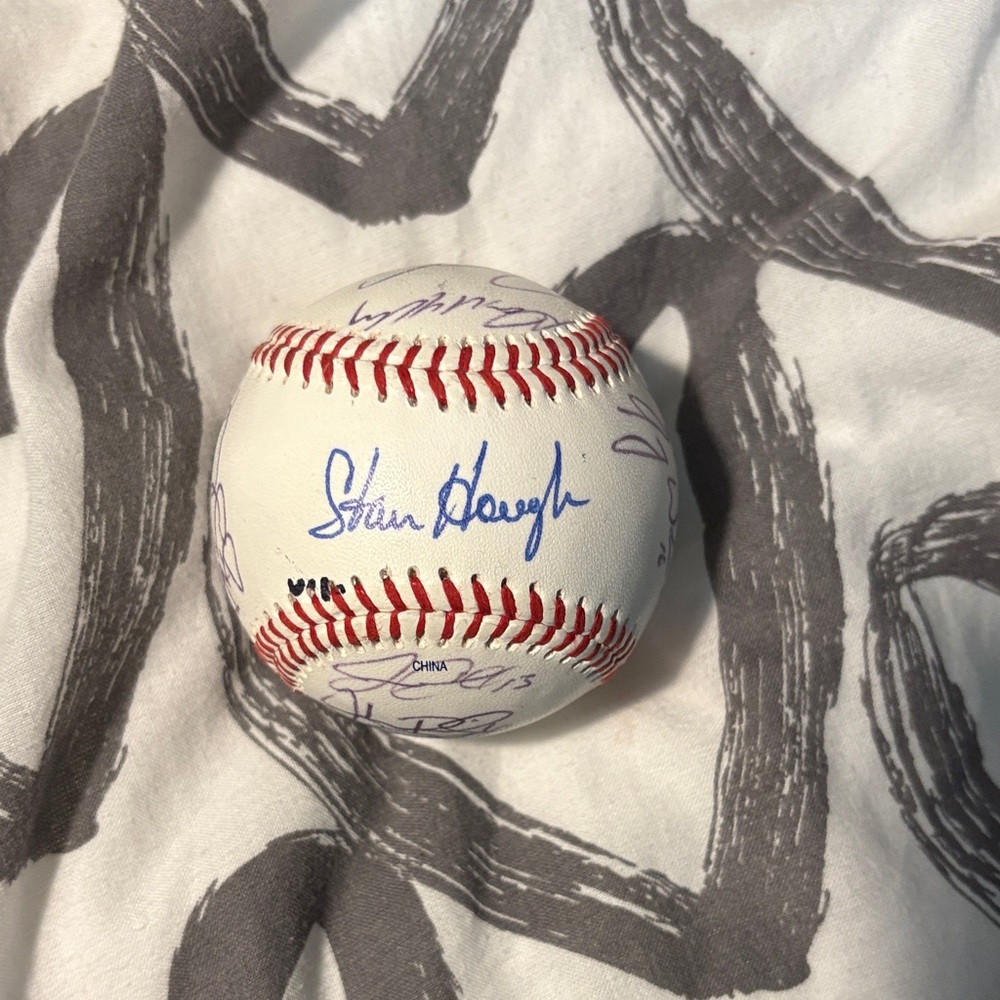 Stan Hough and others Autographed Baseball with Red Stitching